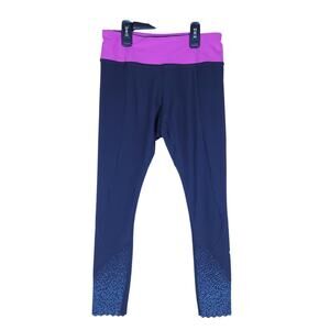 Lululemon Leggings 4 Navy Blue Pink High Rise Cropped Stretchy Workout Yoga Pant